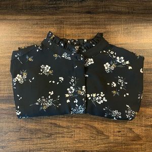 H&M High Neck Button Up Floral Blouse